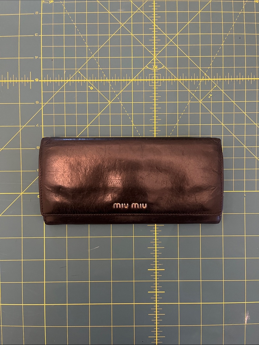 Miu Miu Black Leather Long Fold Wallet